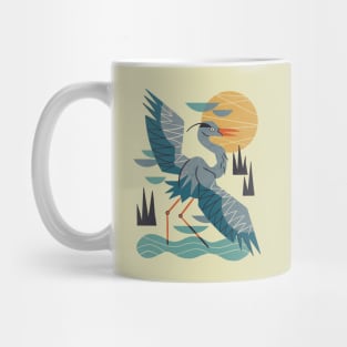 Stretching Heron Mug